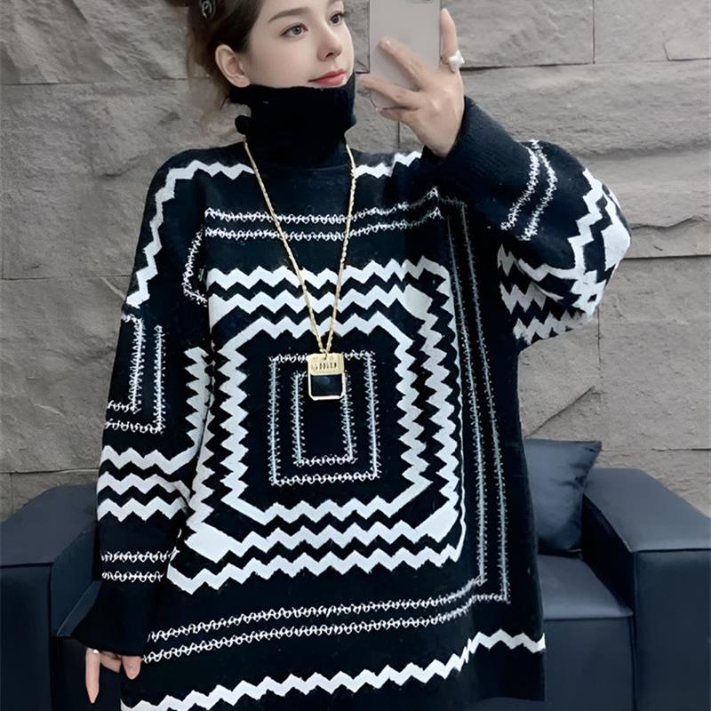 高领毛衣女2025新款春秋款宽松慵懒风中长款针织打底衫高级感上衣