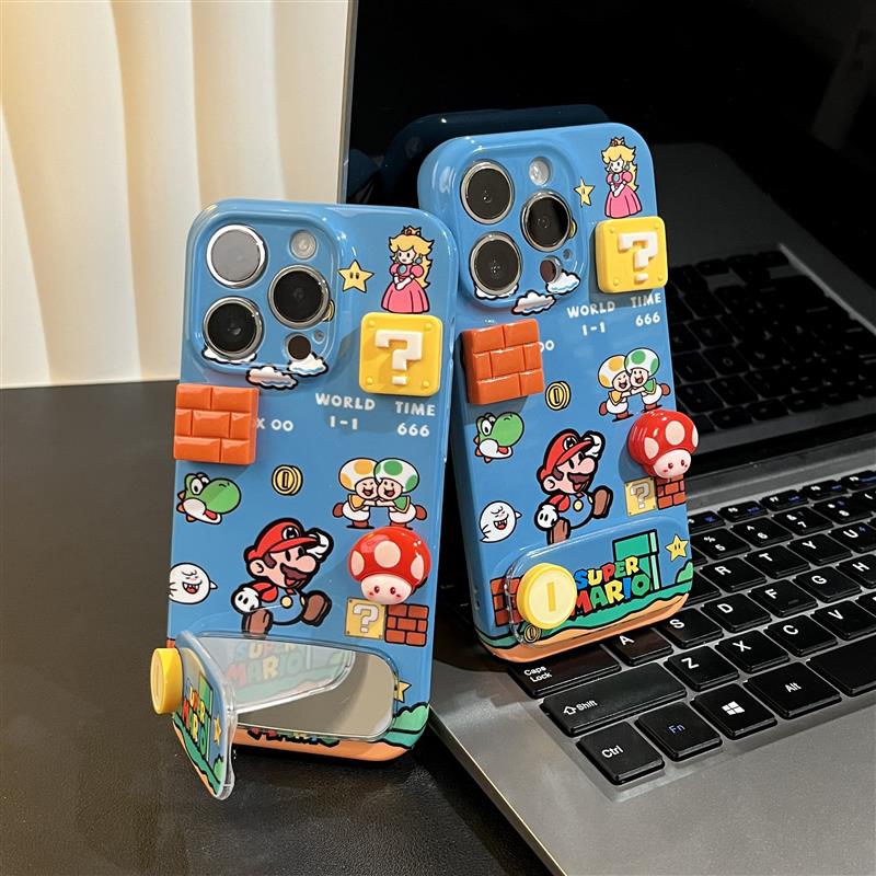 蘑菇玛利欧支架新款适用苹 果16pro手机保护壳iphone15max小米14华为mate70pura80k60reno13nova12荣耀200fin