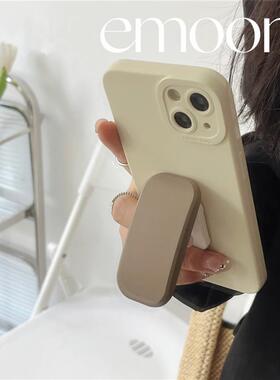 适用14PROMAX纯色12pro适用iphone15/11高级感小众苹果13promax手机壳14推拉支架8女76plus硅胶SE2/3全包XR