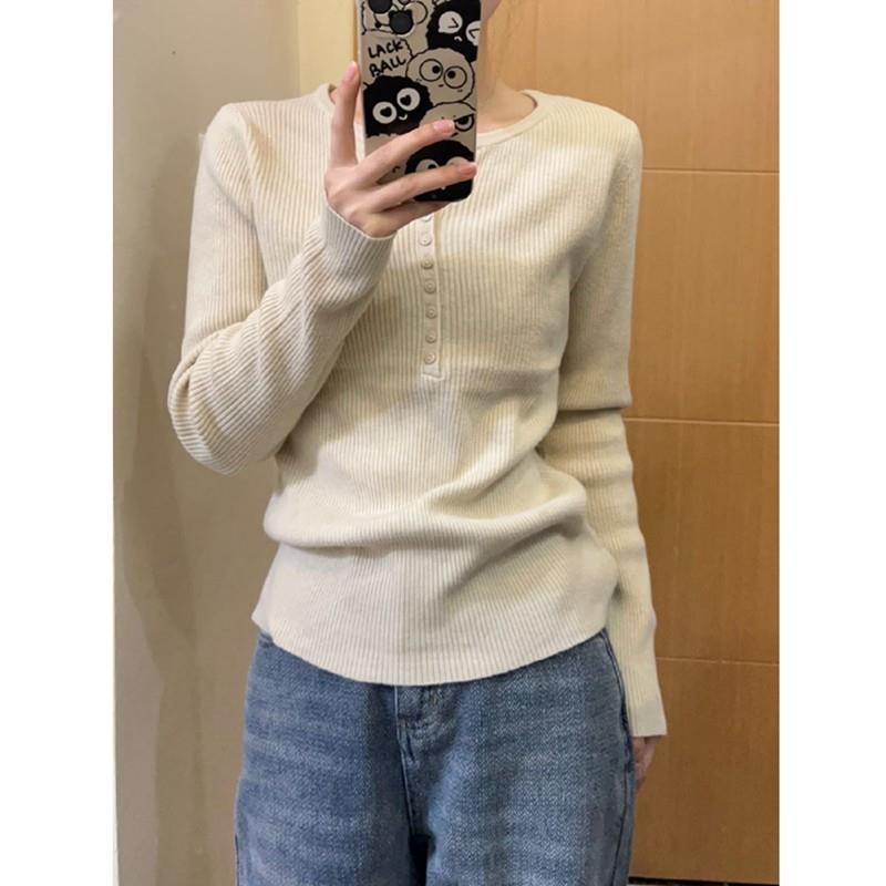 针织打底衫女秋冬季内搭设计感小众毛衣修身显瘦长袖T恤外穿上衣