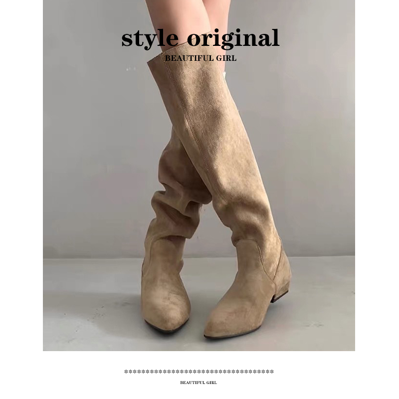 小个子内增高5cm尖头堆堆靴