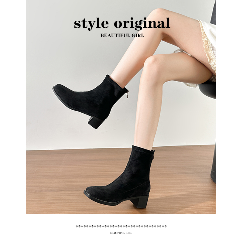 洋气小短靴女2025秋新款单靴