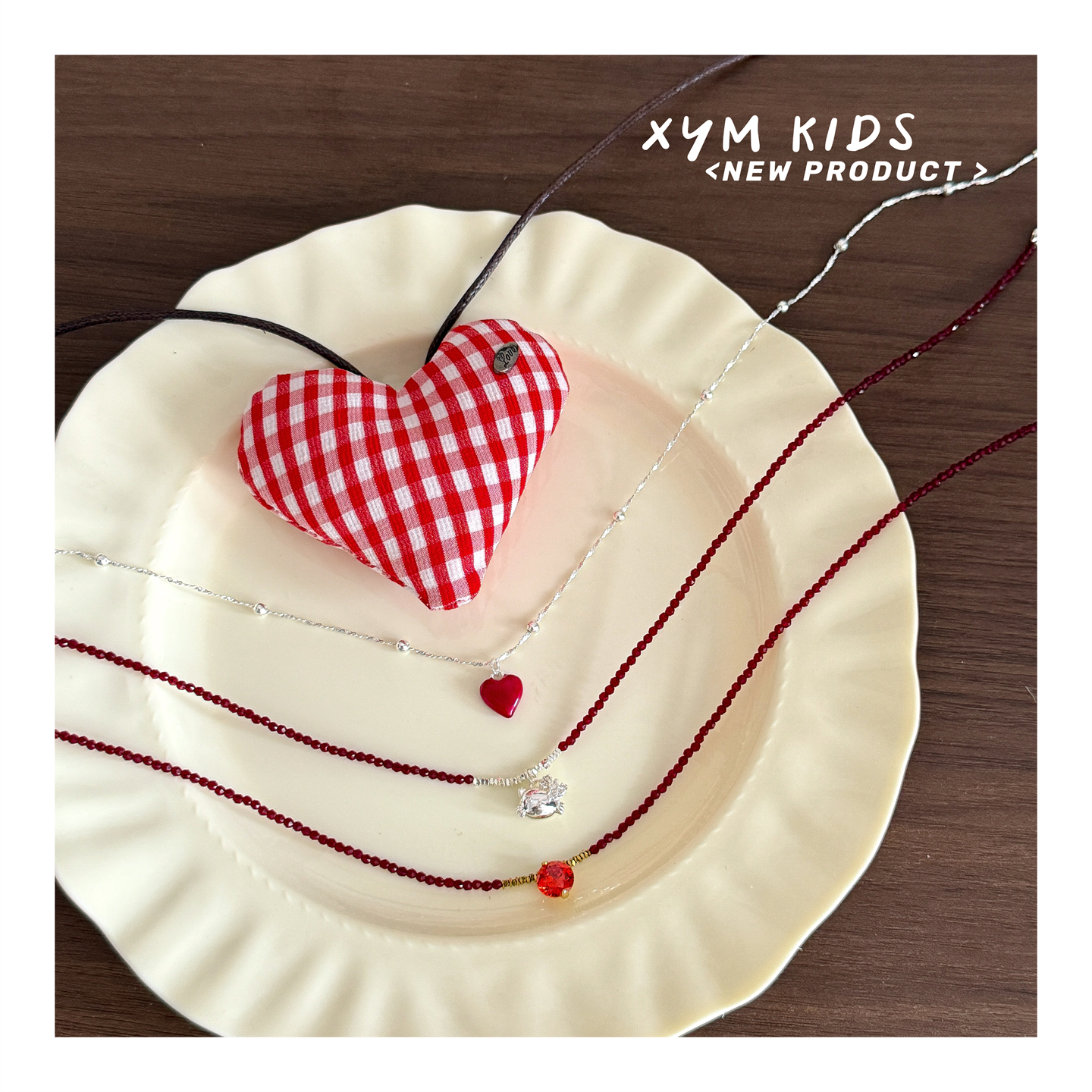 ins红色系儿童项链锁骨链