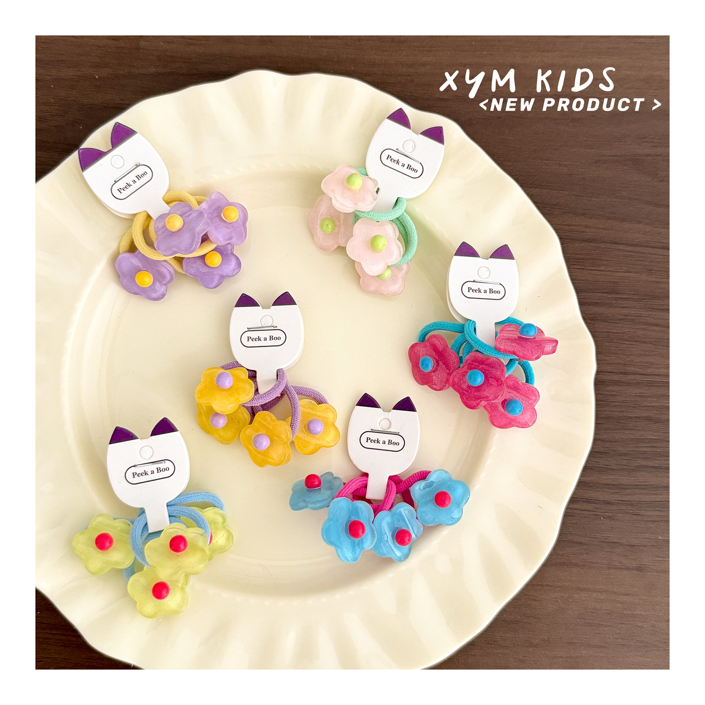 2cm小圈口撞色花朵发圈