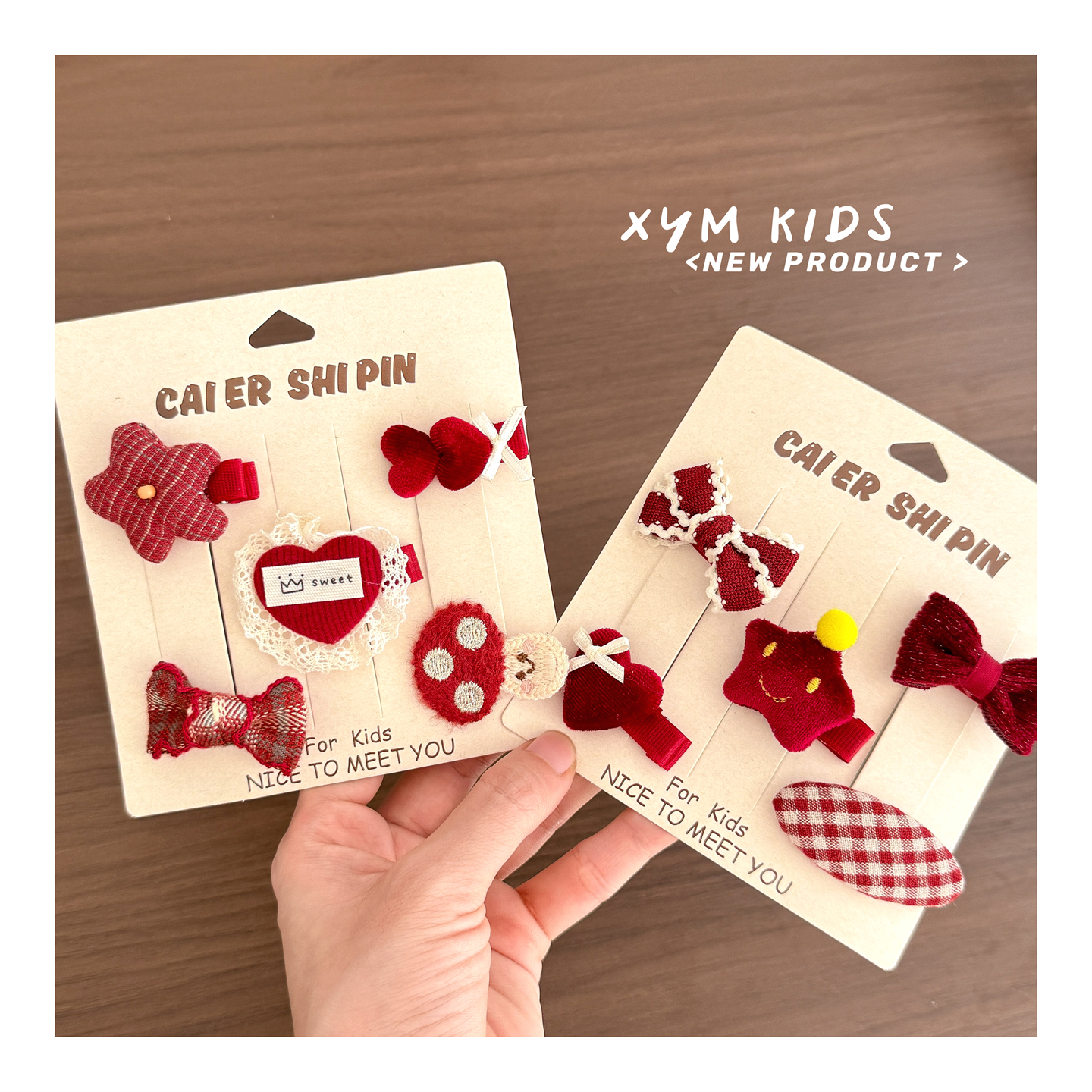 5个装~红色女宝宝可爱发夹