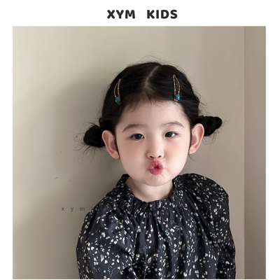 韩系儿童秋冬细款波点爱心BB夹