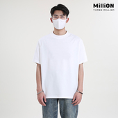 商务健身半袖 白色纯棉短袖 男新疆精梳棉圆领白T黑色打底衫 230克潮