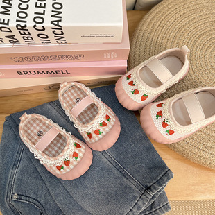 2026新款韩版女童蕾丝公主休闲鞋子春夏款宝宝软底学步鞋网面防滑