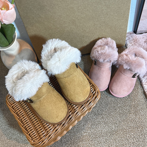 宝宝兔毛雪地靴加绒加厚