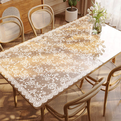 防水防油防烫透明蕾丝桌布pvc