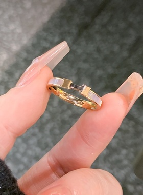 大h仿白贝母钛钢戒指女轻奢感素圈戒指女小众设计尾戒食指环