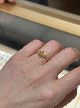 小红书爆款雪花细闪金色戒指精致设计百搭食指戒指环