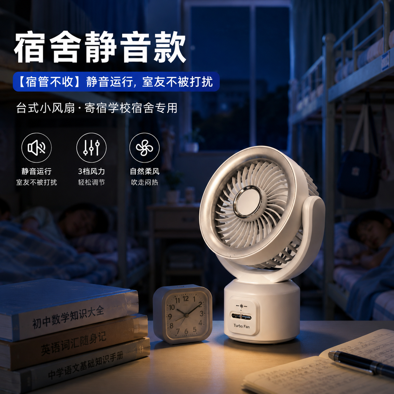 宿舍清凉优选便携usb台式小风扇2026新款超静音吊扇香薰夜灯风扇