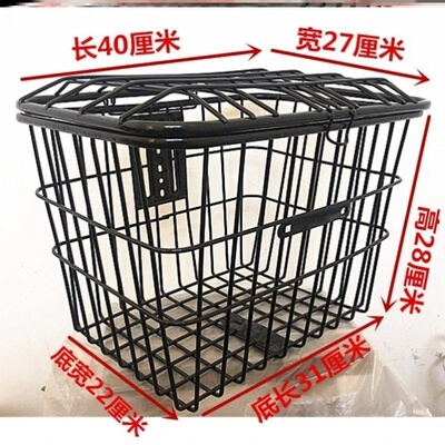 电动车车筐后置坚固结实带盖子车篮子车篓挂物篮易安装v通用耐用