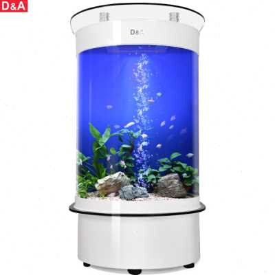 德克水族箱客厅落地家用半圆q形圆柱鱼缸免换水中小型造景生态鱼
