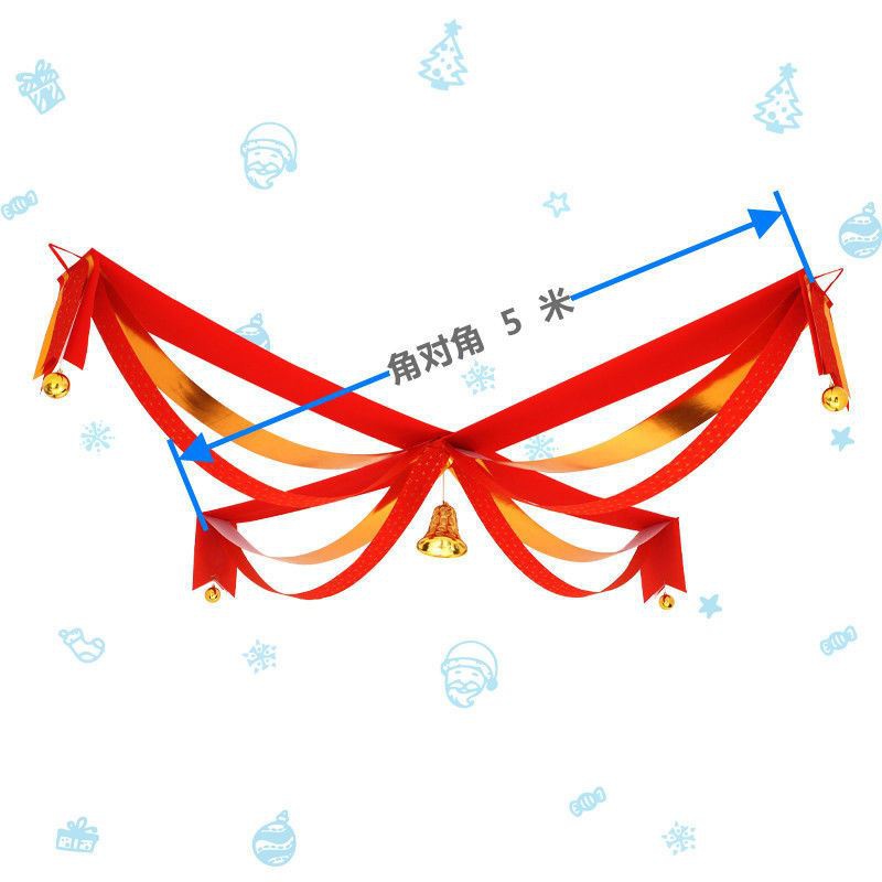 大厅装饰十字节庆旗 波浪装饰P品 圣诞节场景布置大堂屋顶彩带彩
