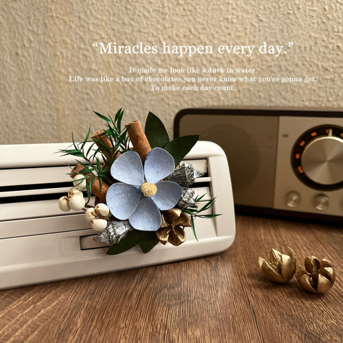 DIY植物车载夹永生花肉桂生财