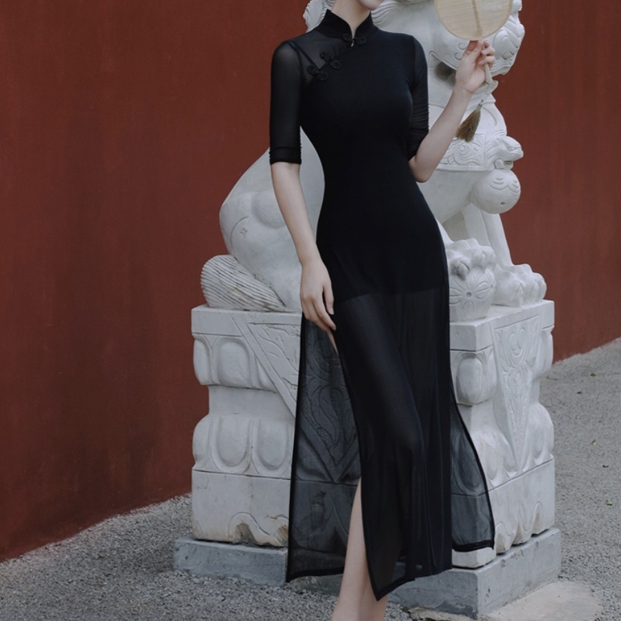 定制韵纱显瘦春森时尚开衩舞蹈裙