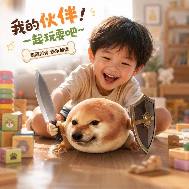 六一我的刀盾玩偶搞怪狗娃娃公仔抱枕发声柴犬毛绒玩具生日礼物