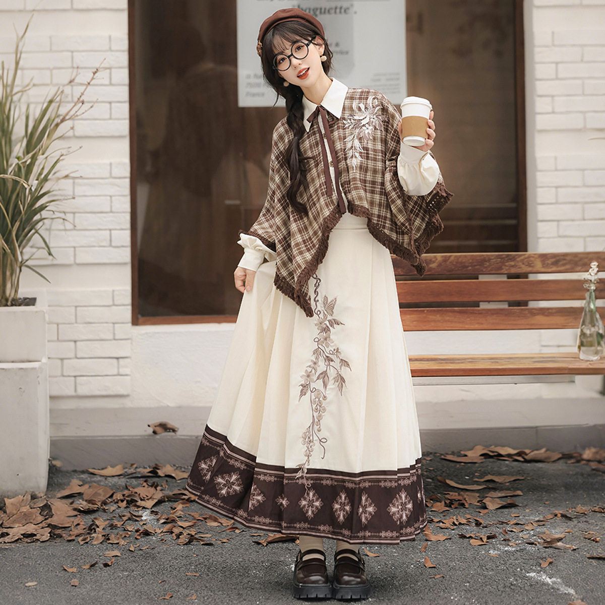 倚梦阁原创枯枝汉服女中国风汉元素新中式上衣半裙套装9725