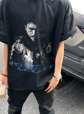 Commas 原创国潮Post Malone马龙人物tee重磅美式街头宽松短袖T恤