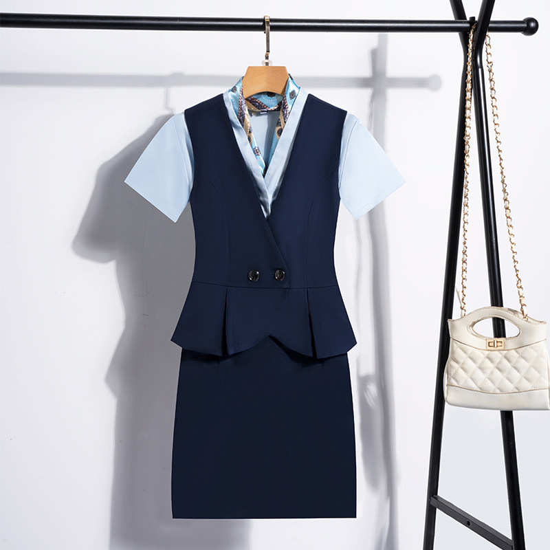 酒店前台接待工作装短袖空乘制服物业珠宝店工作服女职业套装夏季