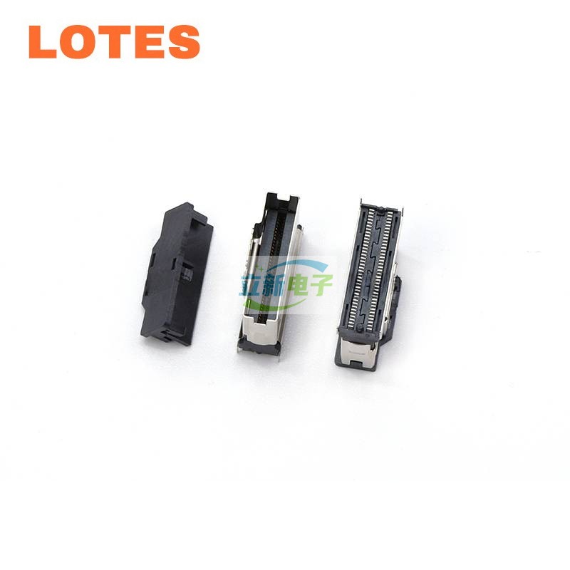 LOTES得意 ASASS007 SFF-8654 8X 母座SlimSAS 74PIN 180度直立式