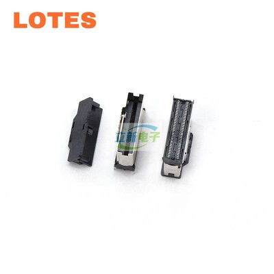 LOTES得意 ASASS007 SFF-8654 8X 母座SlimSAS 74PIN 180度直立式