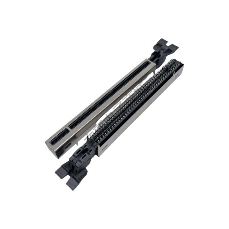 PCIE GEN4.0 164P有屋檐旋转导柱式带屏蔽壳显卡插槽 16X鱼尾插座