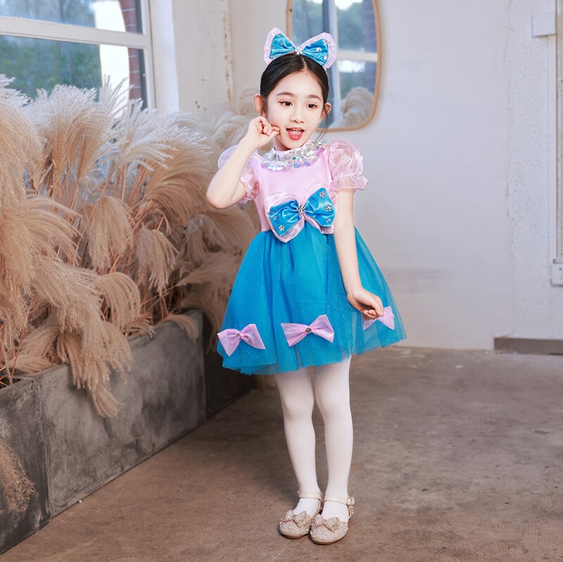 六一儿童演出服无敌小可爱纱裙粉红色蓝色蝴蝶公主裙幼儿园舞蹈服