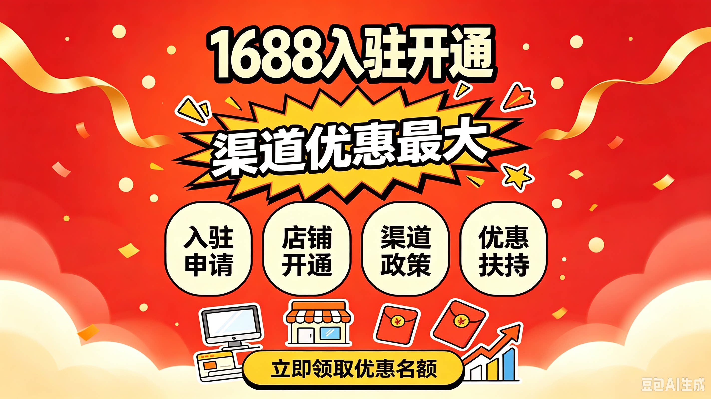 1688诚信通会员开通店铺优惠平面广告设计