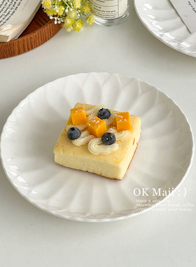 ins风高级感白色盘子陶瓷平盘吐骨碟家用菊花盘下午茶甜品蛋糕盘