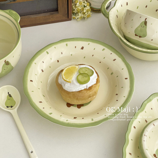 漂亮陶瓷点心盘精致下午茶甜品盘高颜值早餐盘子可爱菜盘家用餐盘