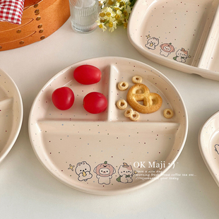 211分格盘子一人食减脂减肥早餐分餐盘大人陶瓷三格餐盘定量盘子