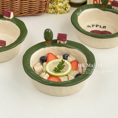 ins可爱釉下彩陶瓷儿童饭碗