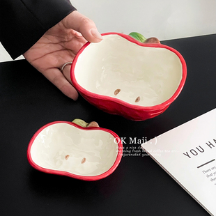 可爱卡通陶瓷苹果碗漂亮的饭碗家用好看的酸奶碗高颜值甜品水果碗