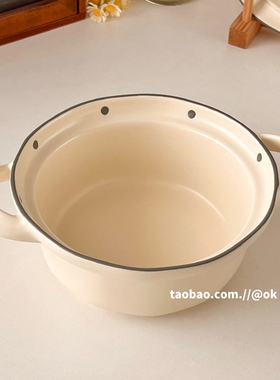 ok maji波点ins陶瓷双耳碗学生宿舍大容量泡面碗螺蛳粉碗汤碗餐具