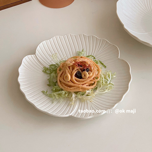 maji韩国ins复古花型陶瓷餐具菜盘子家用意面西餐盘水果沙拉盘