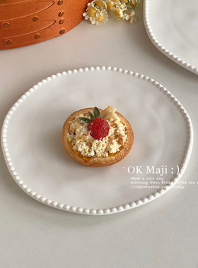 白色高级感陶瓷零食盘子菜盘果盘西餐牛排餐盘水果甜品蛋糕盘平盘