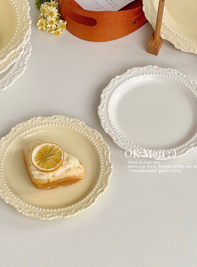 法式复古餐具甜品盘子in风可爱蛋糕托盘高颜值水果碟子西餐餐盘