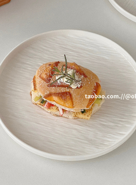 ok maji韩国ins风纯色陶瓷早餐家用菜盘子甜品蛋糕盘西餐厅意面盘