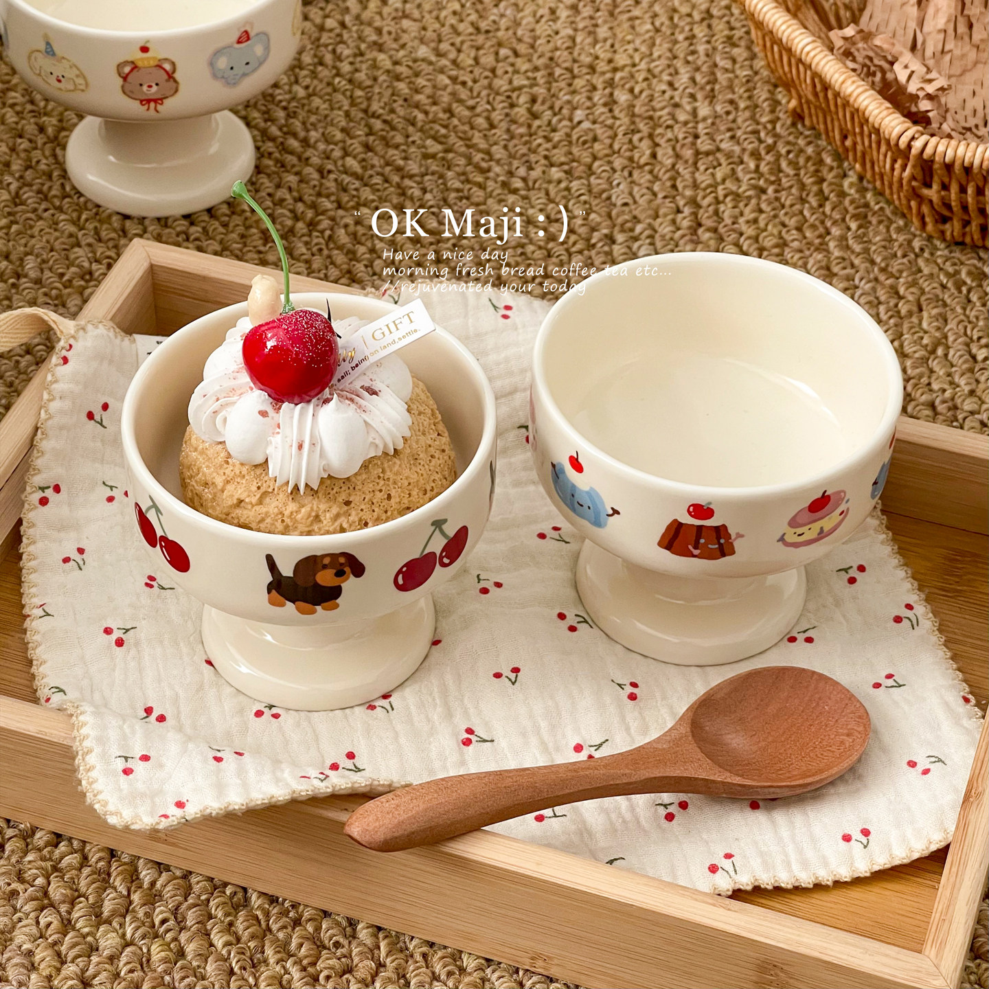 高颜值陶瓷高脚杯可爱餐具卡通马克杯冰淇淋雪糕杯酸奶布丁慕斯杯,餐饮具,马克杯,淘宝优惠券,粉丝福利购,淘宝优惠卷