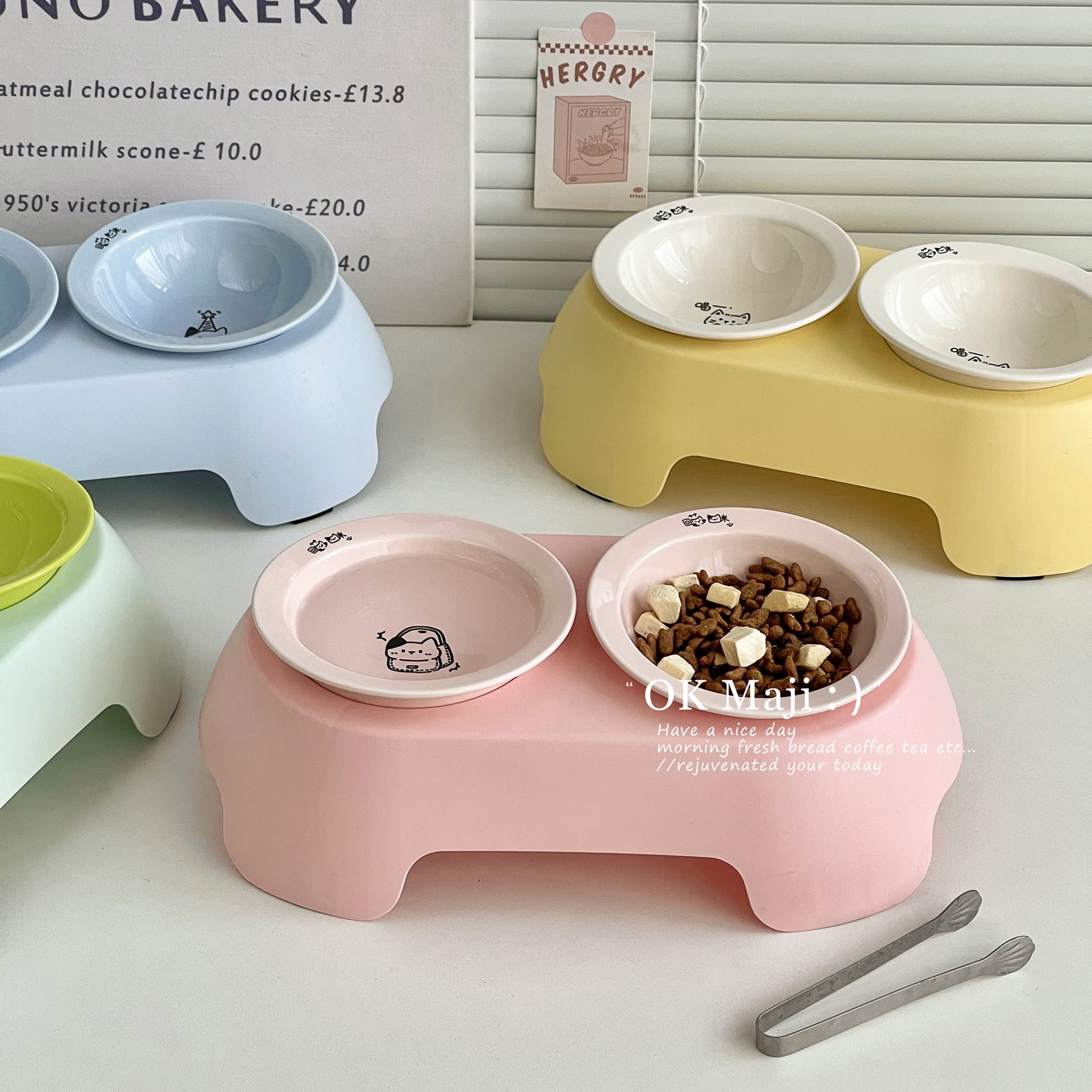 猫碗狗食盆双碗狗狗碗饭盆猫咪饭碗防打翻水碗斜口猫粮碗宠物用品