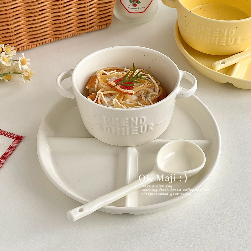 双耳碗分格餐盘餐具套装