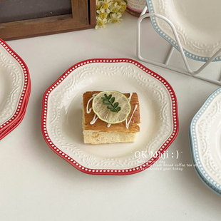 精致高级感盘子6寸下午茶甜点盘绝美餐具高颜值甜品盘陶瓷蛋糕碟