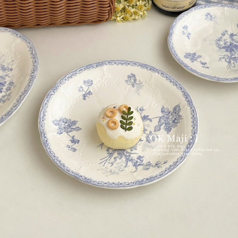 中古风家用漂亮陶瓷下午茶甜品盘