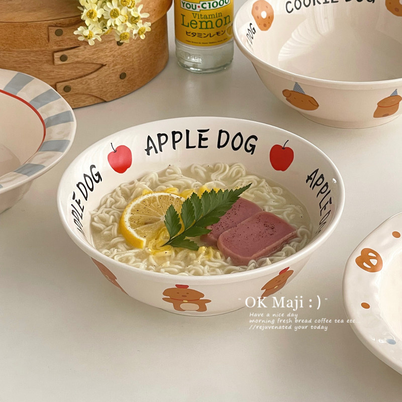 日式拉面碗家用高级感釉下彩牛肉拉面碗韩式可爱大号陶瓷碗斗笠碗,餐饮具,碗,淘宝优惠券,粉丝福利购,淘宝优惠卷