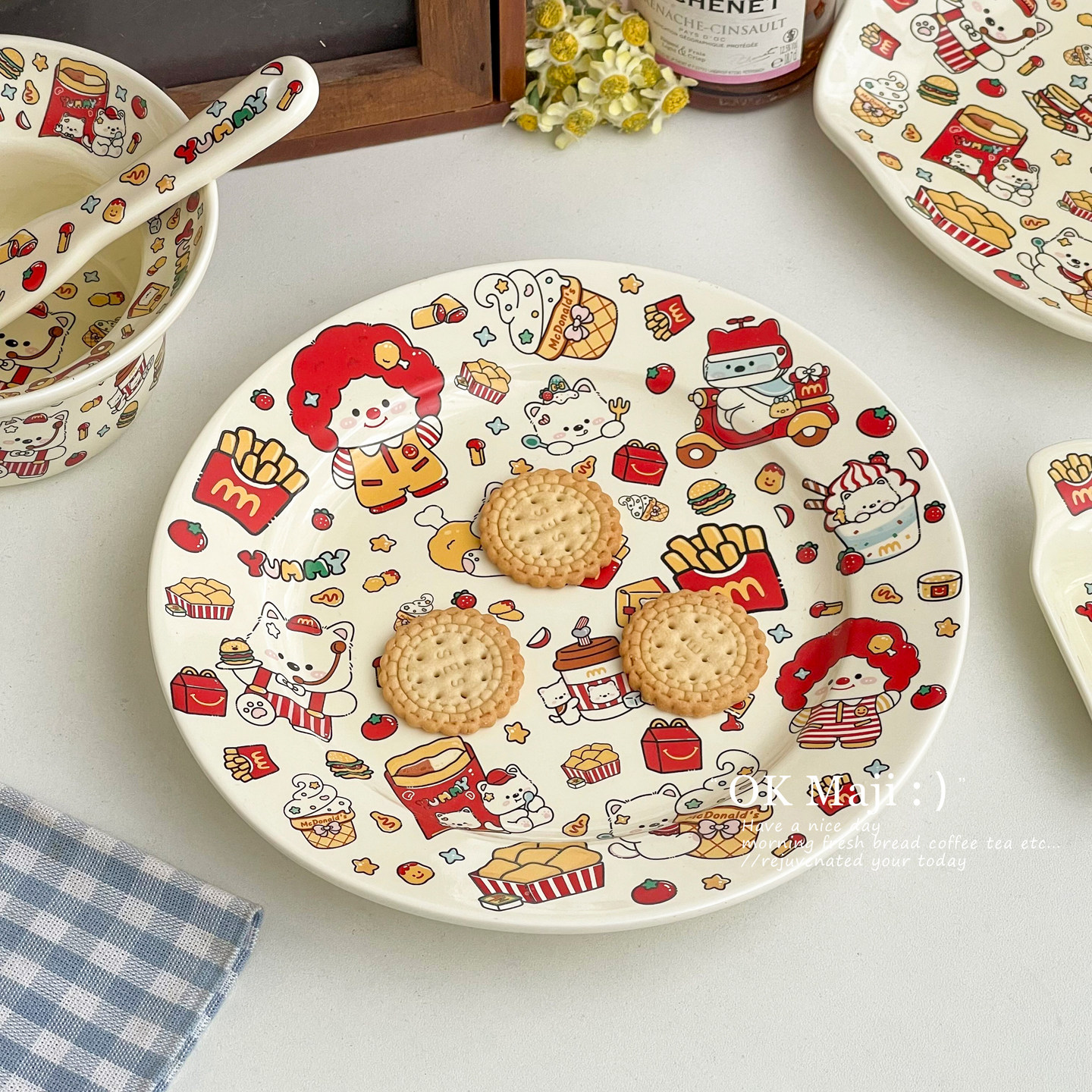 ins卡通盘子陶瓷可爱餐具儿童早餐盘高颜值点心盘漂亮蛋糕甜品盘,餐饮具,盘,淘宝优惠券,粉丝福利购,淘宝优惠卷