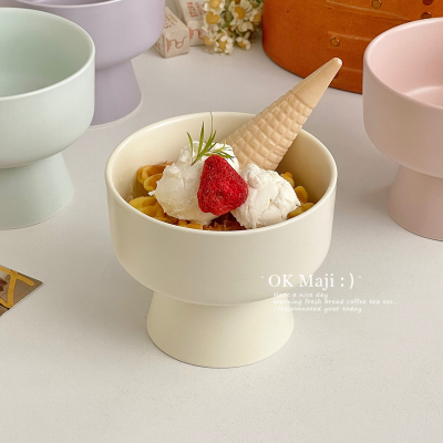ins风陶瓷高脚碗雪糕碗