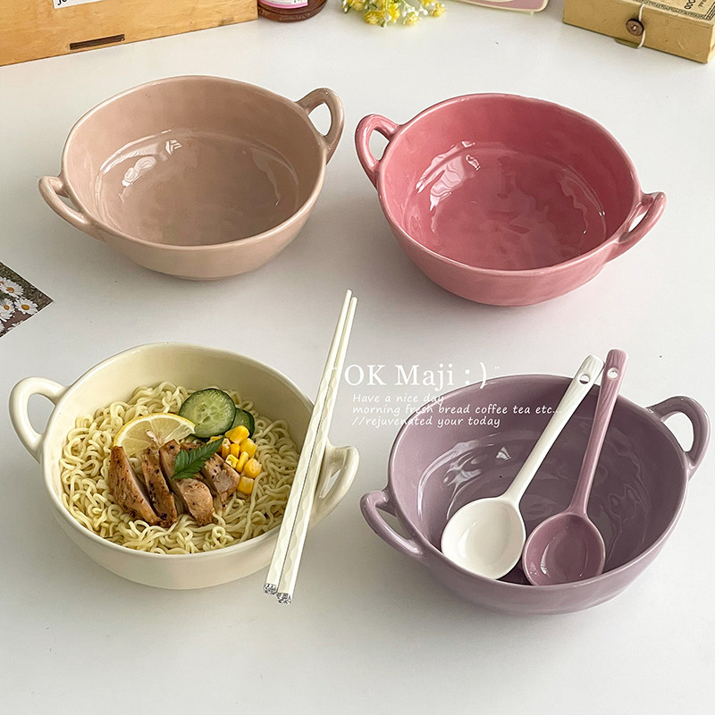 家用高级感吃面碗个人专用2025新款高颜值防烫大号陶瓷双耳面条碗